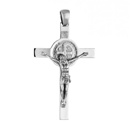 Krzyżyk Benedyktyński z wizerunkiem Pana Jezusa, srebro 925