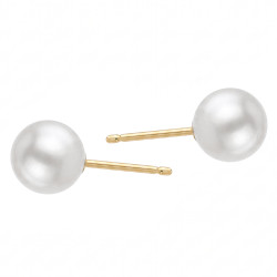 Kolczyki z okrągłą perłą 8 mm, zapięcie ze srebra 925 koloru złotego