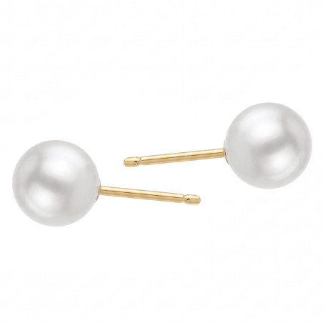 Kolczyki z okrągłą perłą 8 mm, zapięcie ze srebra 925 koloru złotego