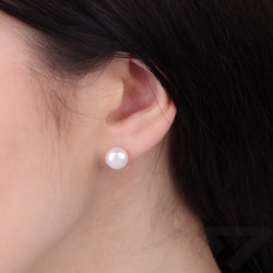Kolczyki z okrągłą perłą 8 mm, zapięcie ze srebra 925 koloru złotego