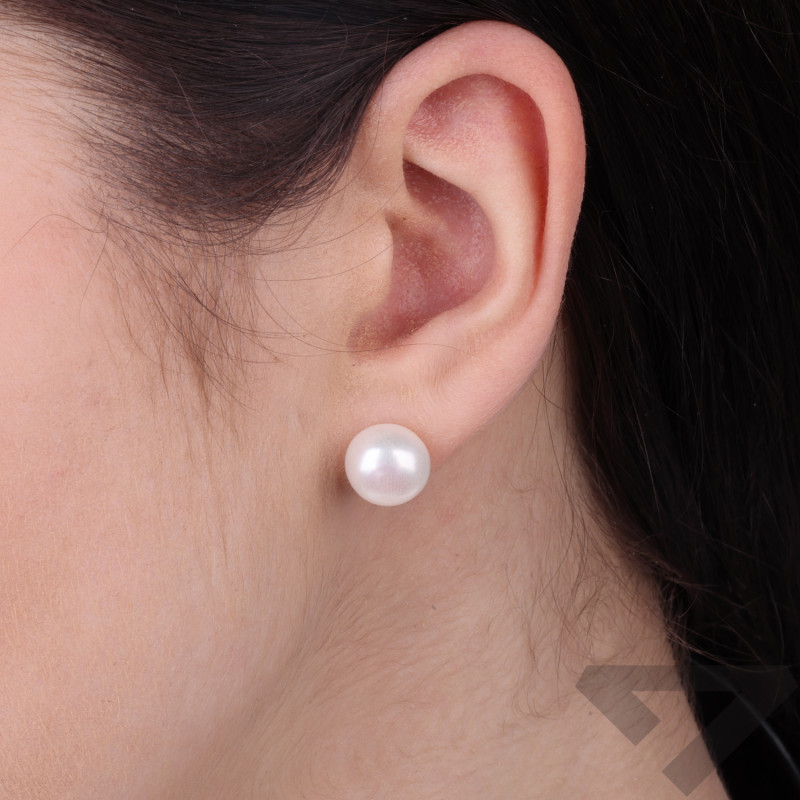 Kolczyki z perłą na sztyfcie 10 mm, zapięcie ze srebra 925