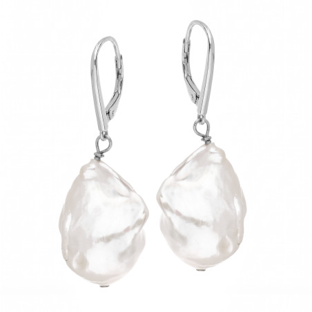 Kolczyki wiszące z perłami barokowymi, zapięcie ze srebra 925