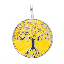 Zawieszka z bursztynem miodowym ze srebra w kształcie drzewa życia