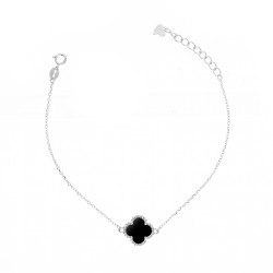 Srebrna Bransoletka Koniczynka Czarna Emalia - JubilerSezam.pl