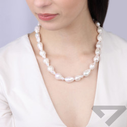 Naszyjnik z perłami barokowymi 10-12 mm, zapięcie ze srebra 925