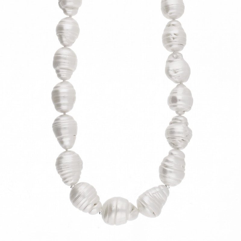 Naszyjnik z perłami barok 10-12mm, zapięcie ze srebra 925 koloru złotego