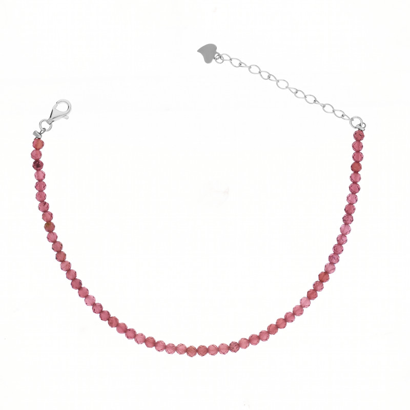 Bransoletka z fasetowanymi kulkami granatu, zapięcie ze srebra 925