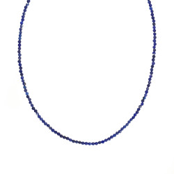 Naszyjnik z fasetowanymi kulkami lapis lazuli, zapięcie ze srebra 925