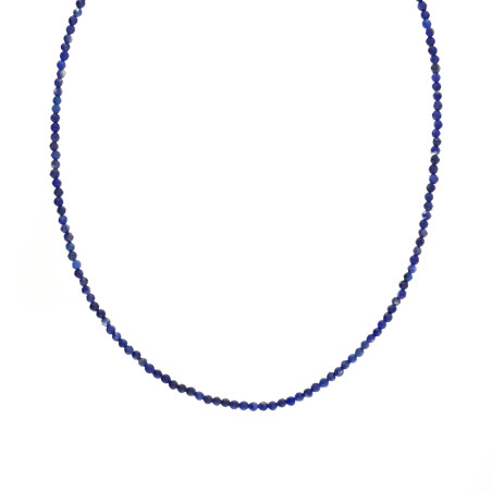 Naszyjnik z fasetowanymi kulkami lapis lazuli, zapięcie ze srebra 925