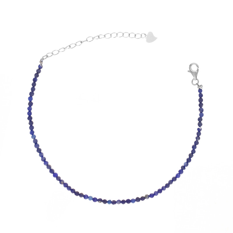Bransoletka z fasetowanymi lapis lazuli, zapięcie ze srebra 925