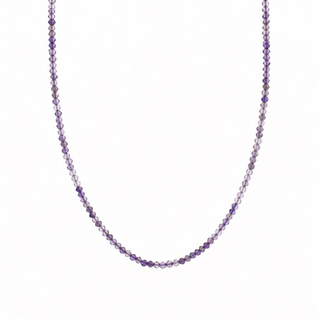 Naszyjnik z fasetowanymi kulkami szafirowymi, zapięcie srebro 925