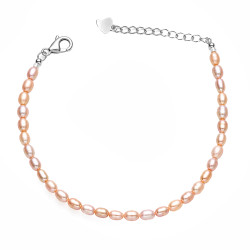 Bransoletka z perłkami barokowymi w odcieniach fioletu i beżu, zapięcie ze srebra 925