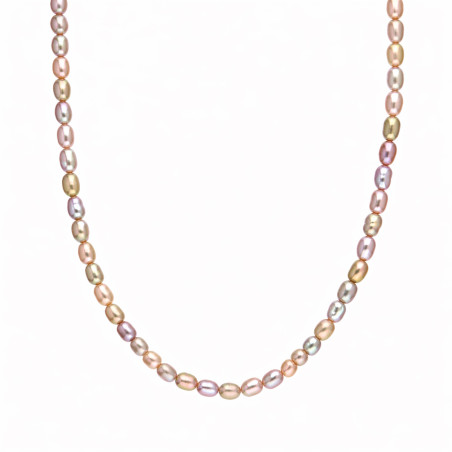 Naszyjnik z perełkami barok w odcieniach fioletu i beżu, zapięcie ze srebra 925
