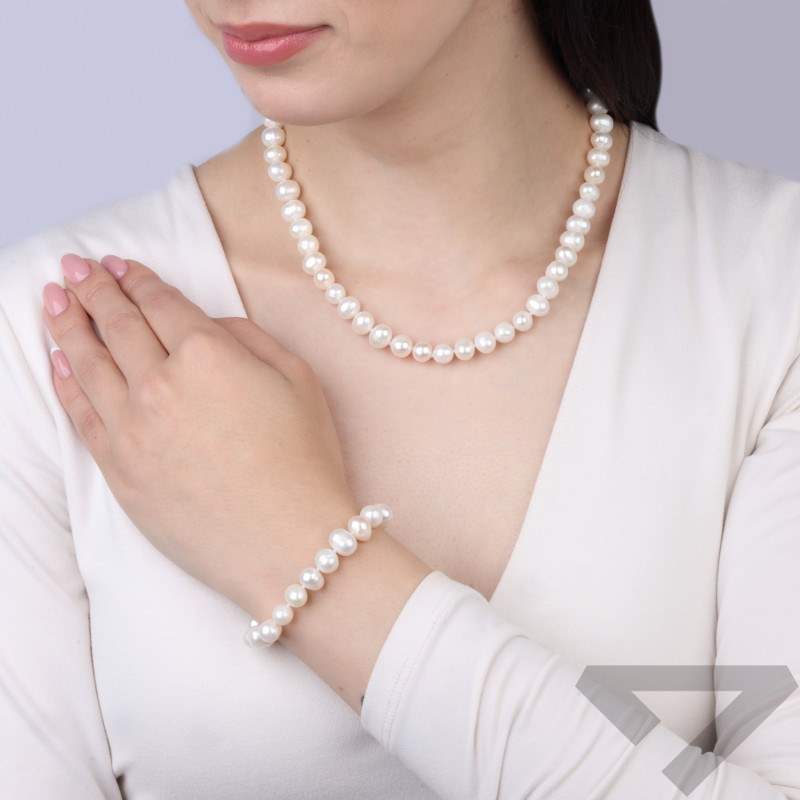 Bransoletka z perłami barokowymi, zapięcie ze srebra 925