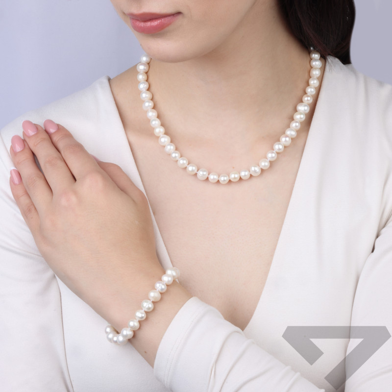 Bransoletka z perłami barokowymi, zapięcie ze srebra 925 koloru złotego