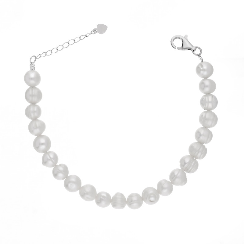 Bransoletka z perłami barokowymi  7-8mm, zapięcie ze srebra 925
