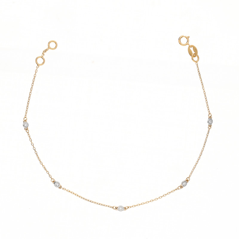 Bransoletka z diamentami 0,07 ct na łańcuszku anker ze złota 585