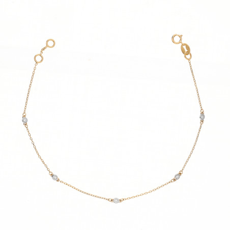 Bransoletka z diamentami 0,07 ct na łańcuszku anker ze złota 585