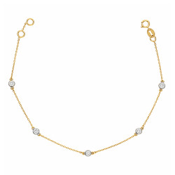 Bransoleta z diamentami 0,14 ct na łańcuszku anker ze złota 585