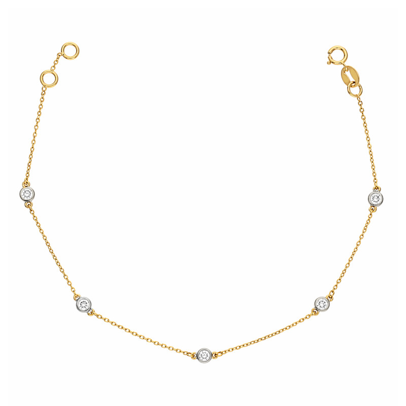 Bransoleta z diamentami 0,14 ct na łańcuszku anker ze złota 585