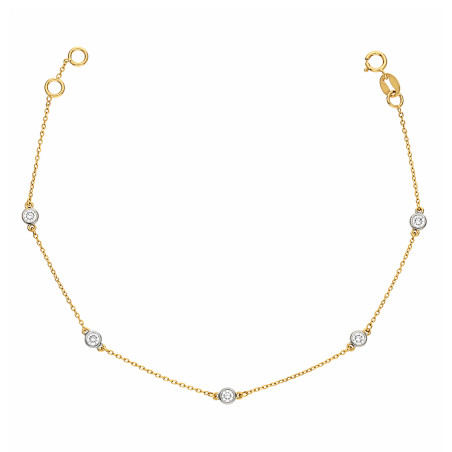 Bransoleta z diamentami 0,14 ct na łańcuszku anker ze złota 585