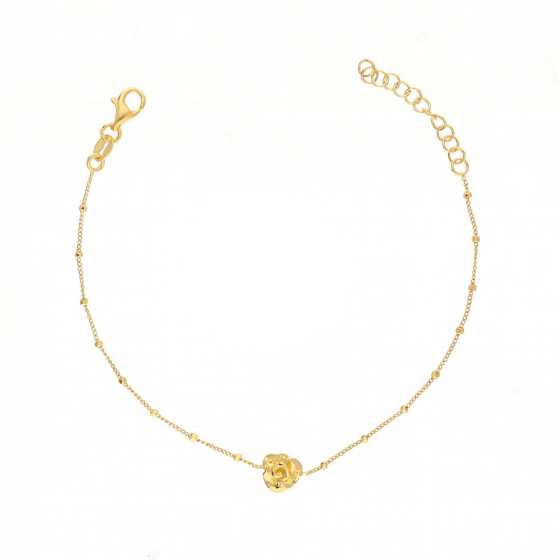 Bransoletka z tłoczoną różą 3D ze srebra 925 koloru złotego