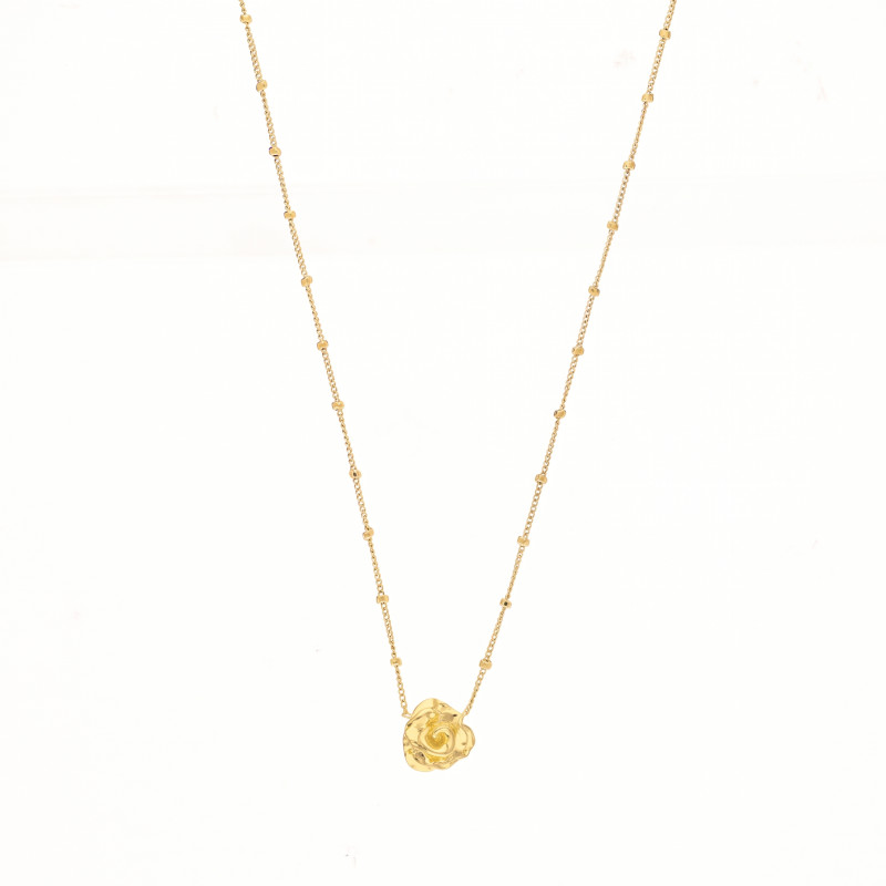 Naszyjnik z tłoczoną różą 3D ze srebra 925 koloru złotego