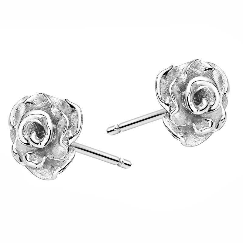 Komplet srebrny naszyjnik i kolczyki z różą, próba 925