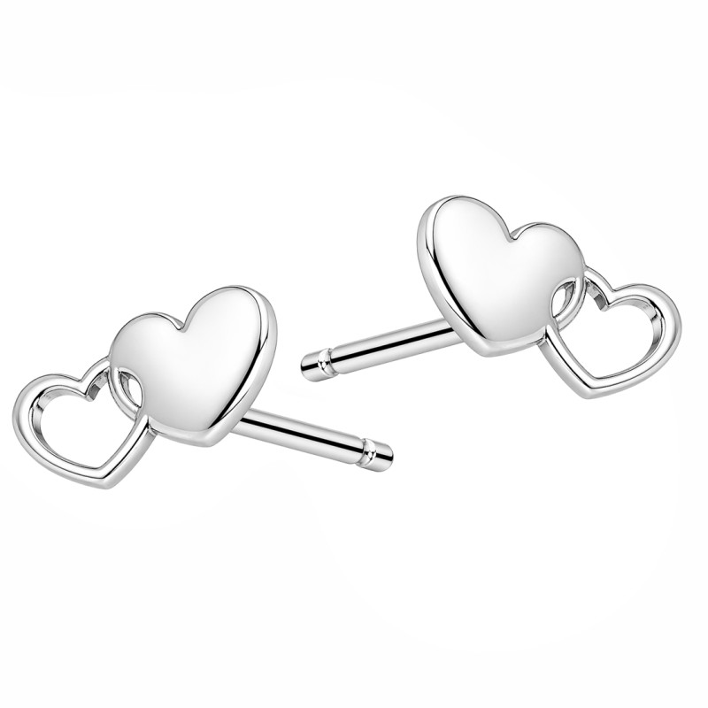 Kolczyki serce blask i serce ramka, srebro 925