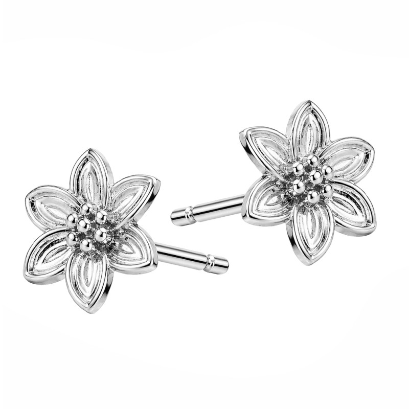 Komplet biżuterii naszyjnik i kolczyki z kwiatkiem, srebro próby 925