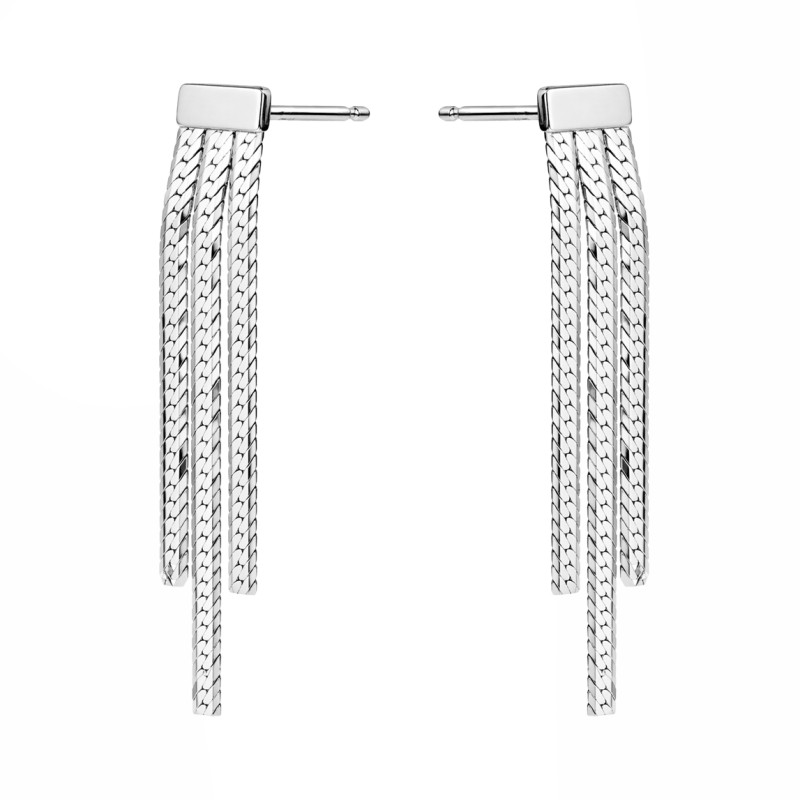 Komplet naszyjnik i kolczyki ze srebrnej potrójnej taśmy, próba 925