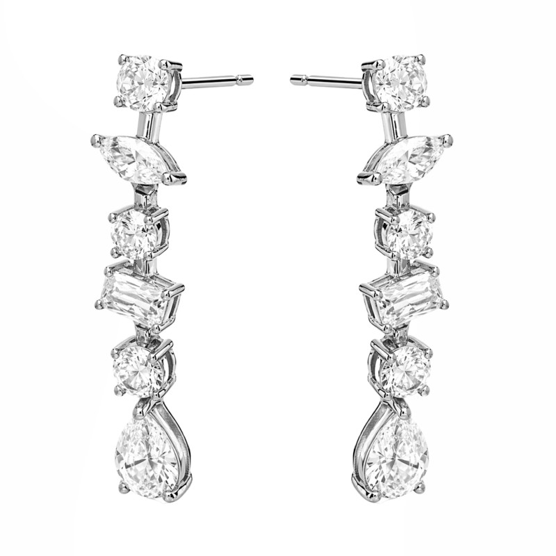 Komplet kolia i kolczyki z cyrkoniami o różnym szlifie, srebro 925