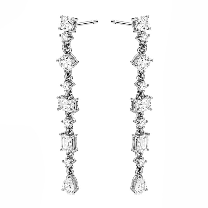 Komplet kolia i kolczyki z cyrkoniami o różnym szlifie, srebro 925