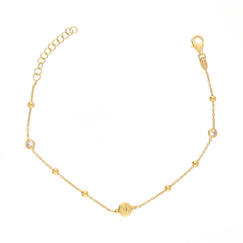 Bransoletka srebrna koloru złotego z kulkami