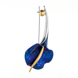 Broszka srebrna 925 z tytanową kalią fala