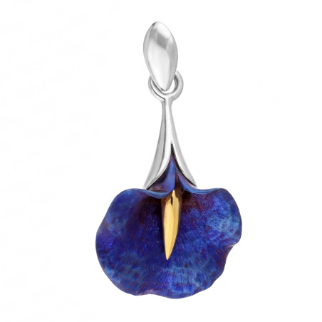 Wisiorek srebrny z tytanową kalią fala