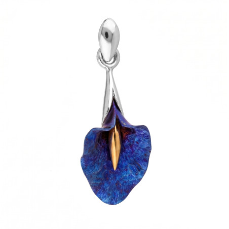 Wisiorek z tytanowym falowanym liściem w srebrnej oprawie próby 925