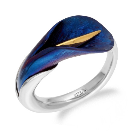 Pierścionek srebrny 925 z tytanową kalią