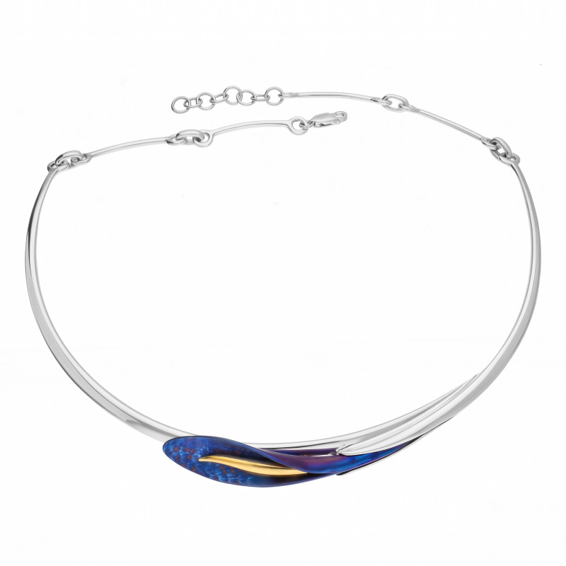 Naszyjnik srebrny z tytanową kalią, próba 925