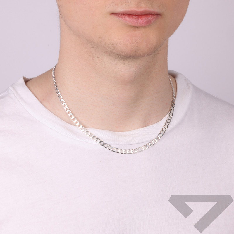 Łańcuszek pancerka srebrna rodowana 5 mm, próba 925