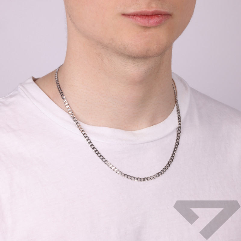 Łańcuszek pancerka 4 mm, srebro rodowane 925