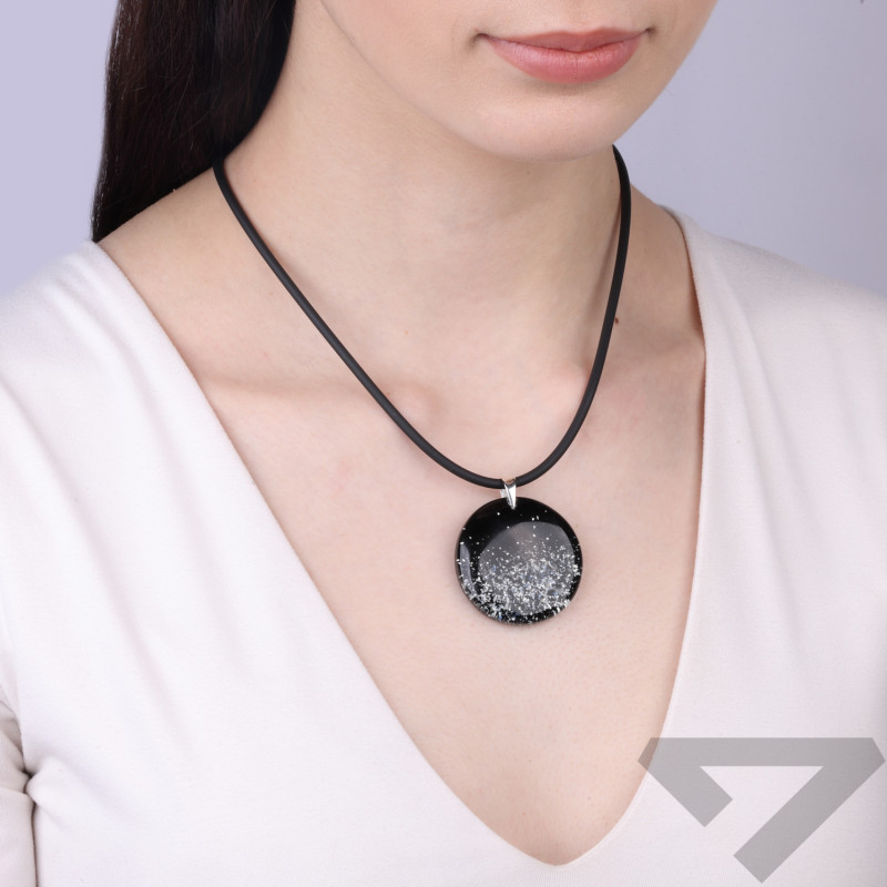 Wisior ze szkła Murano Spolvero, koluszko ze srebra 925