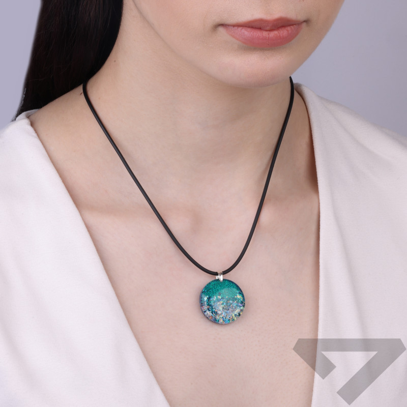 Wisiorek ze szkła Murano CALLE kolor zielony, koluszko srebro 925