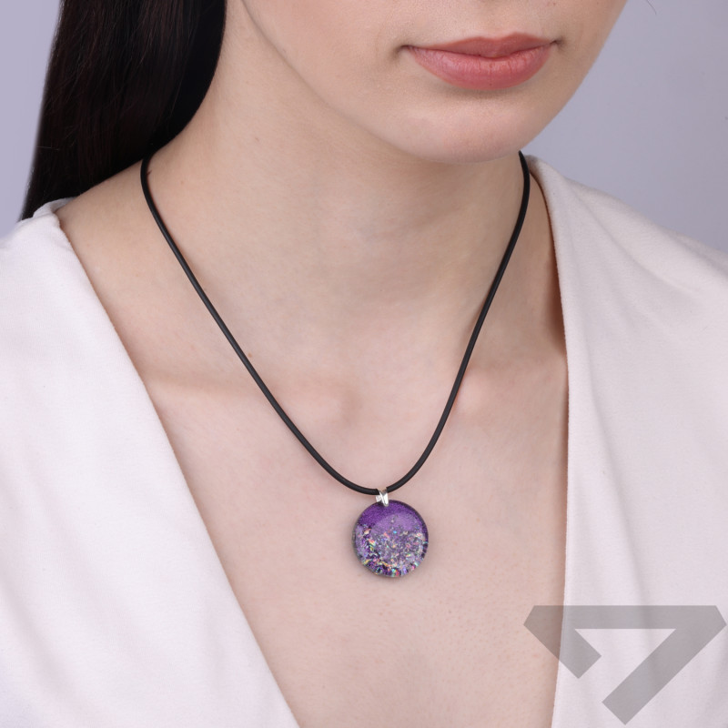 Wisiorek ze szkła Murano CALLE fioletowy, koluszko ze srebra 925