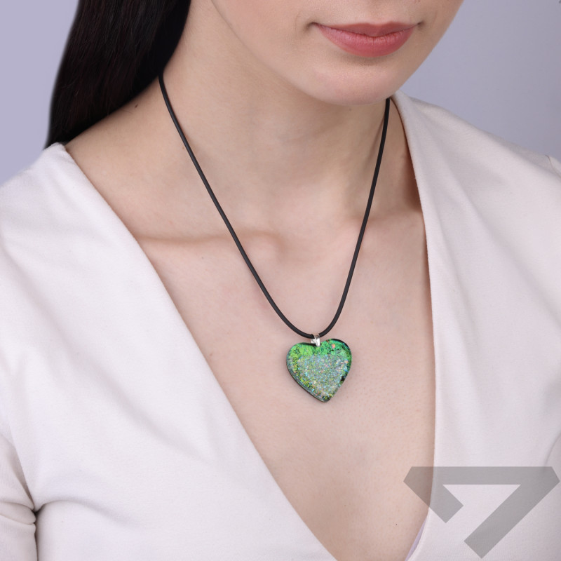 Serduszko se szkła MURANO HEART, koluszko ze srebra 925