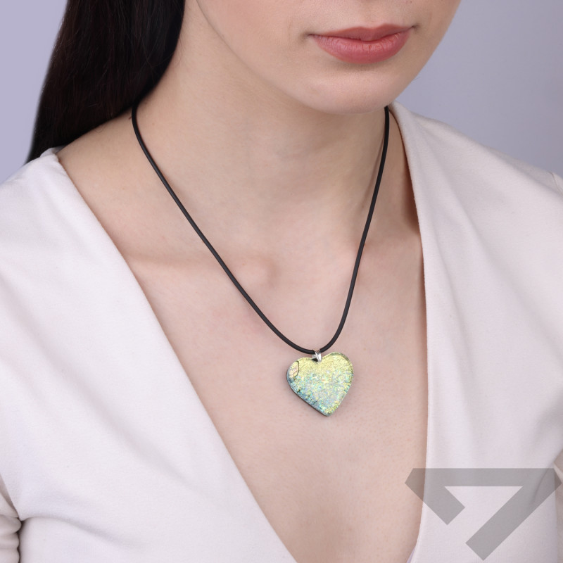 Serduszko se szkła MURANO HEART, koluszko ze srebra 925