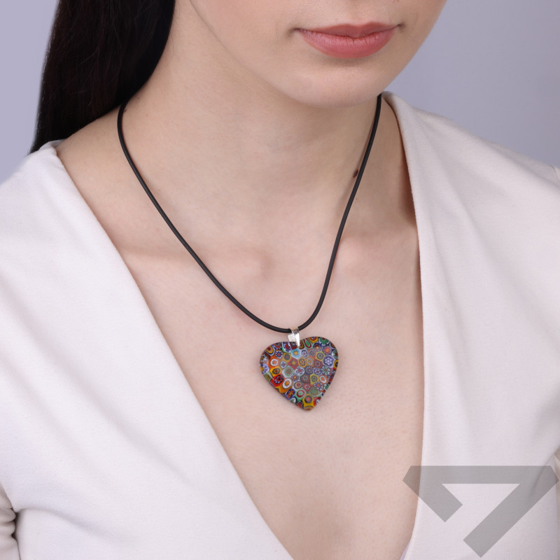 Serduszko ze szkła Murano Ponte z koluszkiem ze srebra 925