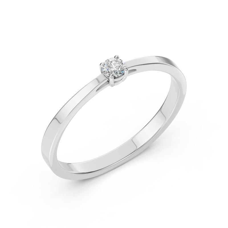 Pierścionek Soliter z diamentem 101-10012/1-W-0.06 - Jubiler Sezam