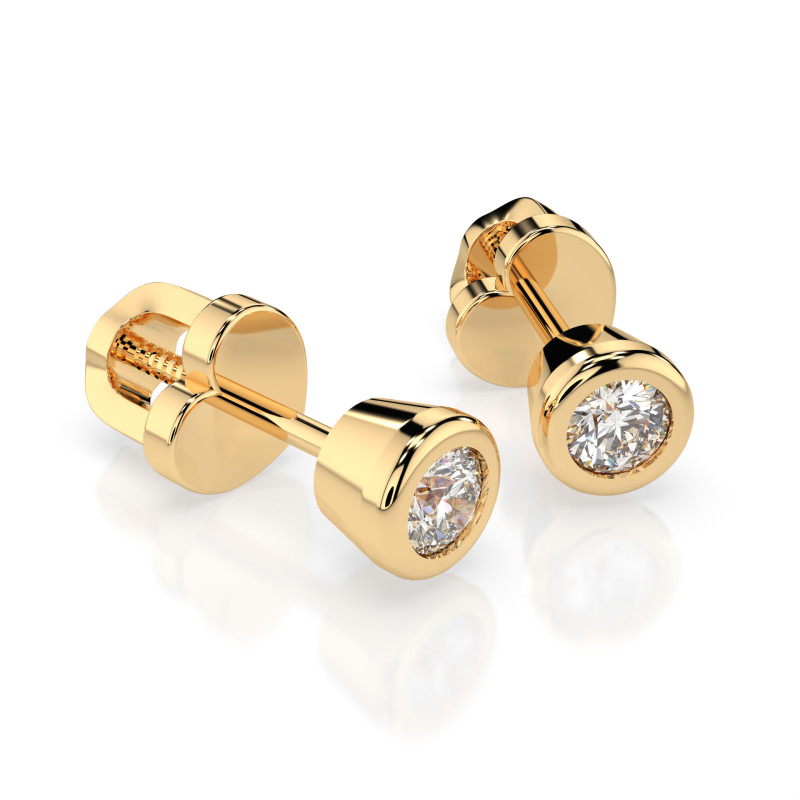 Kolczyki Soliter Motylek z diamentami 102-10010-Y-0.3 - Jubiler Sezam