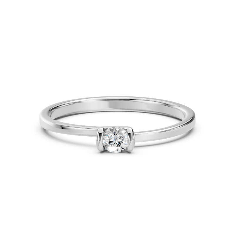 Pierścionek Soliter z diamentem 101-10016-W-0.15 - Jubiler Sezam